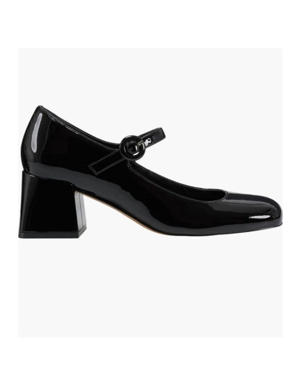 Marc Fisher Patent Mary Jane Block Heel Pumps - Black 8